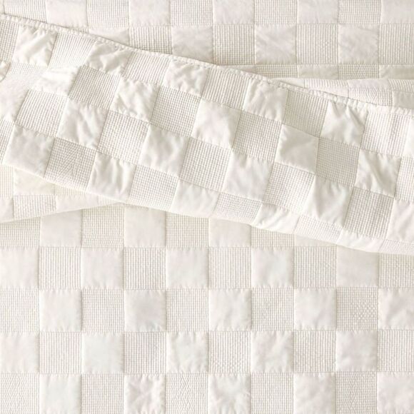 Full/Queen Checkerboard Stitch Quilt Cream - Heart Cream - Picture 4 of 4